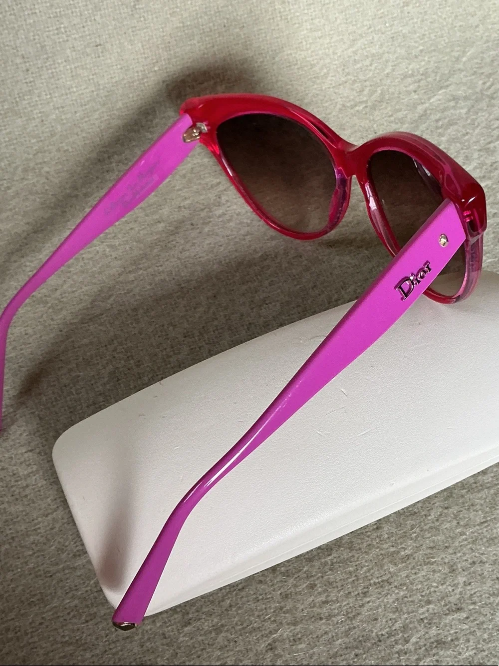 Dior Red Front Sunglasses with Purple Temples